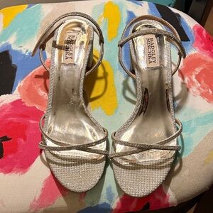 Badgley Mischka silver heels